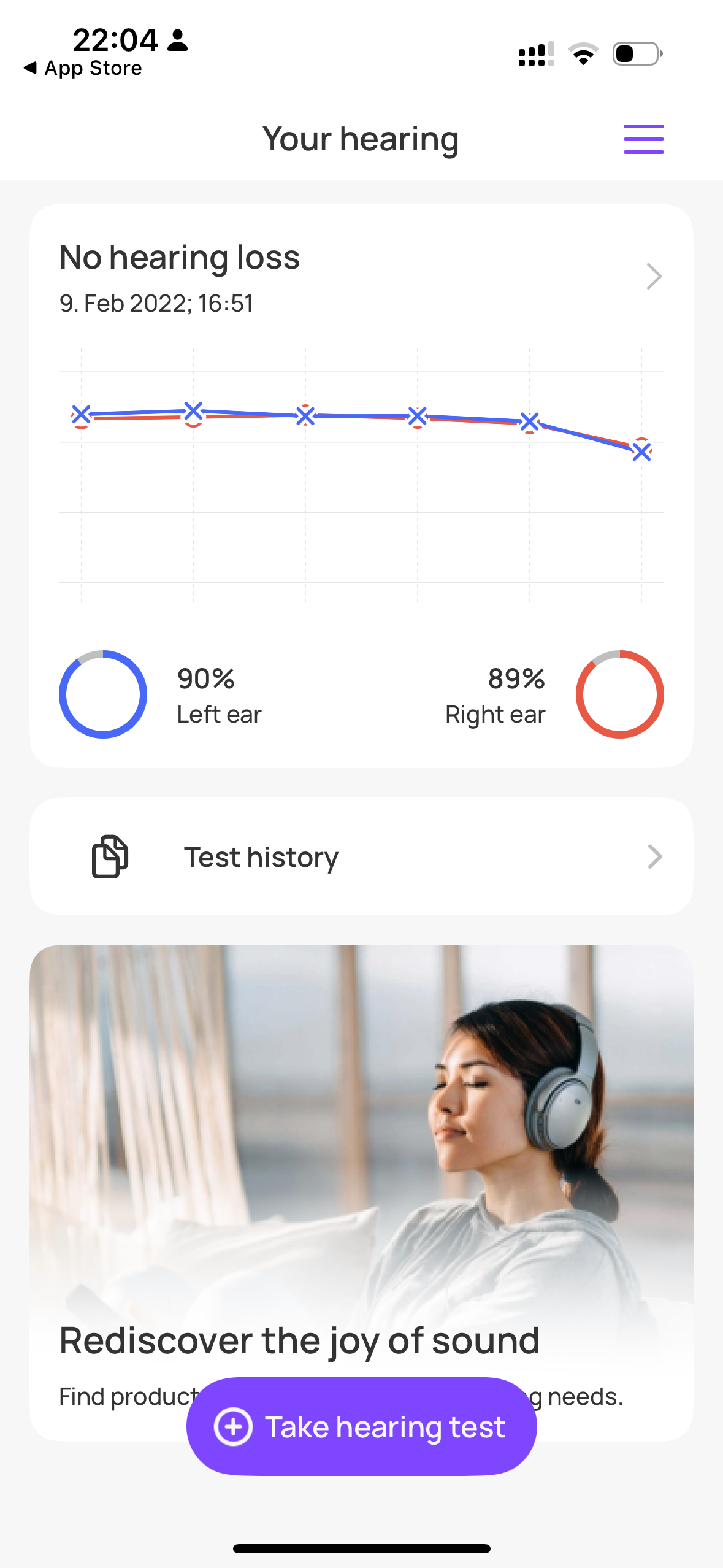 Mimi Hearing Test on iPhone