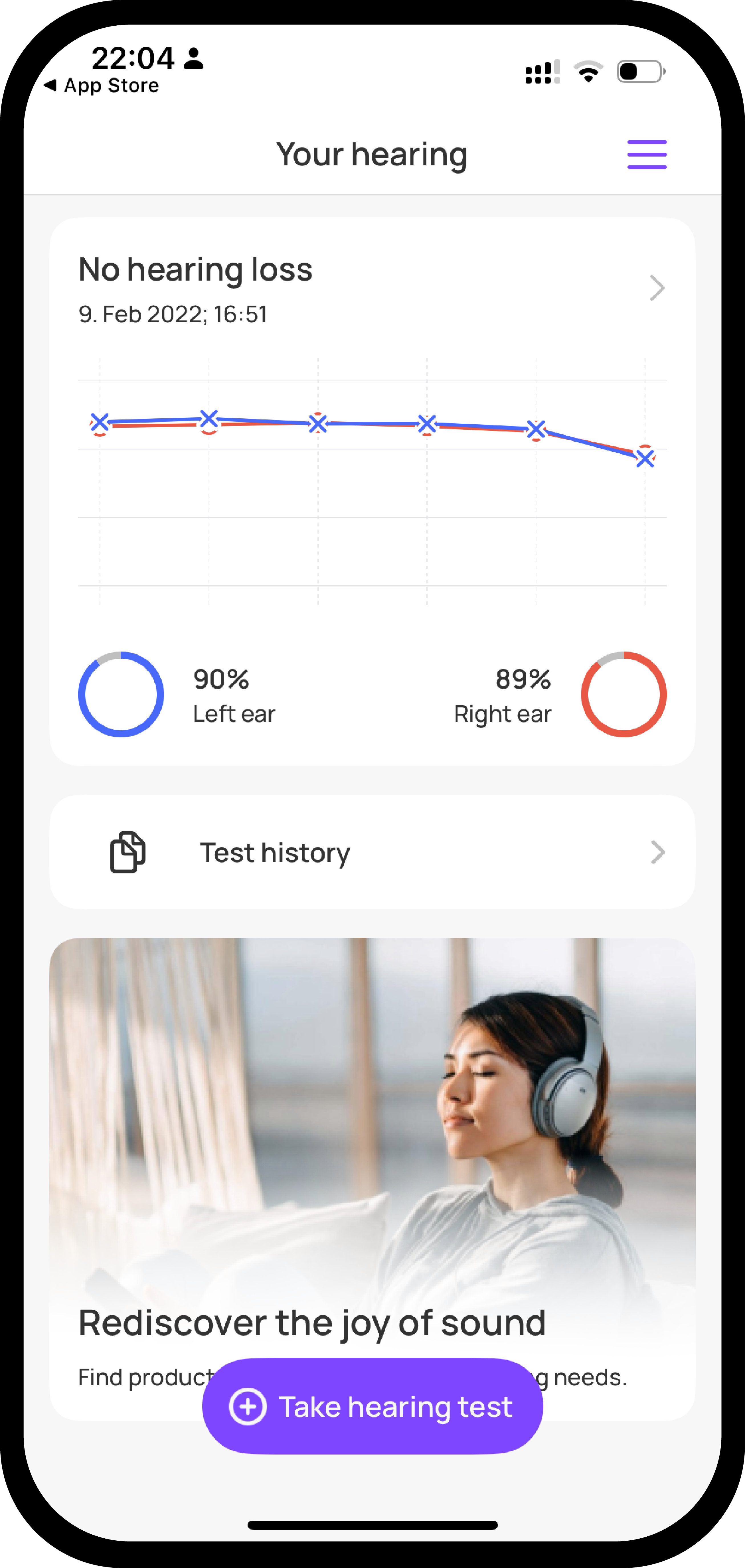 Mimi Hearing Test on iPhone