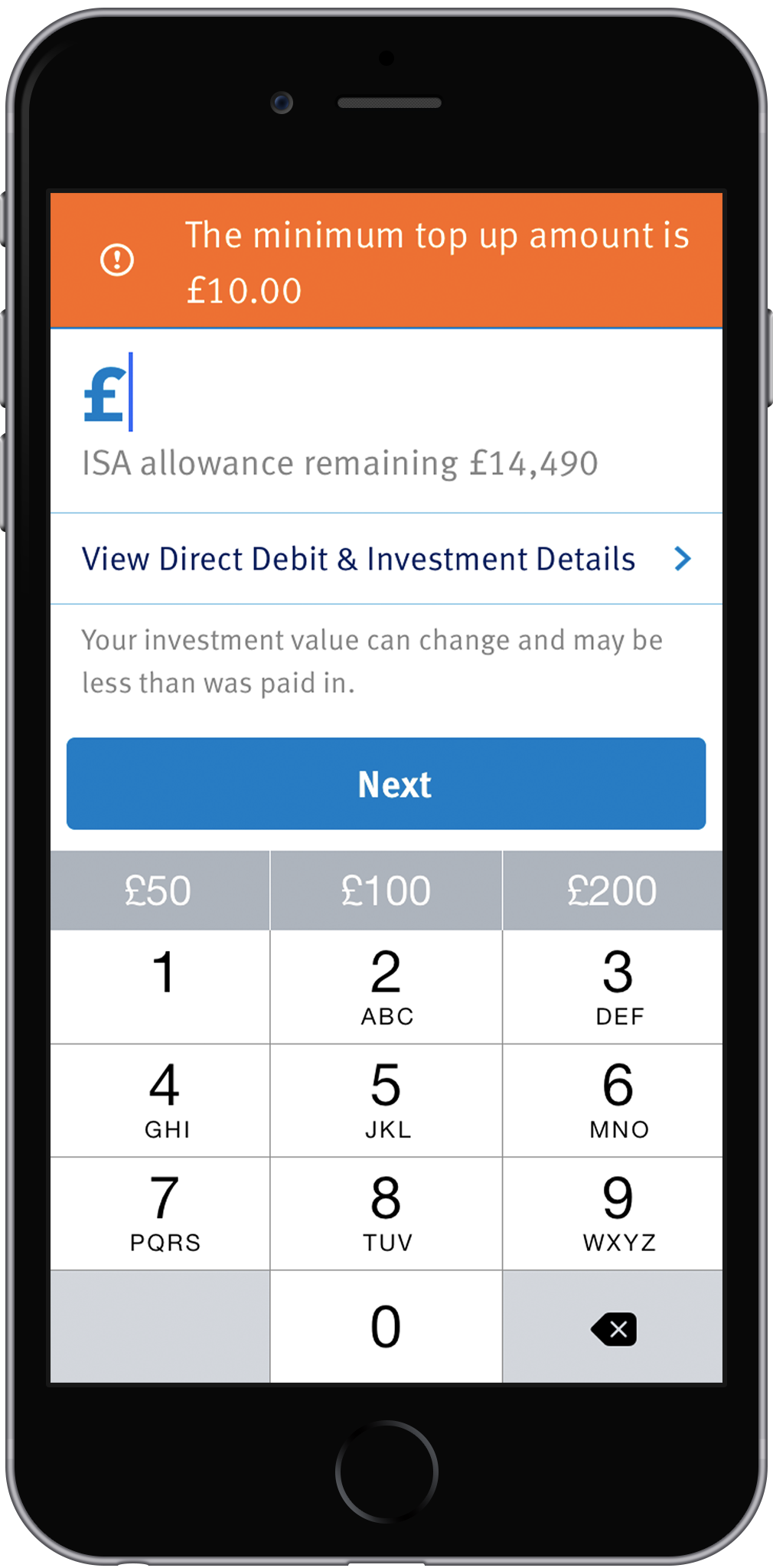 Standard Life Top-up on iPhone